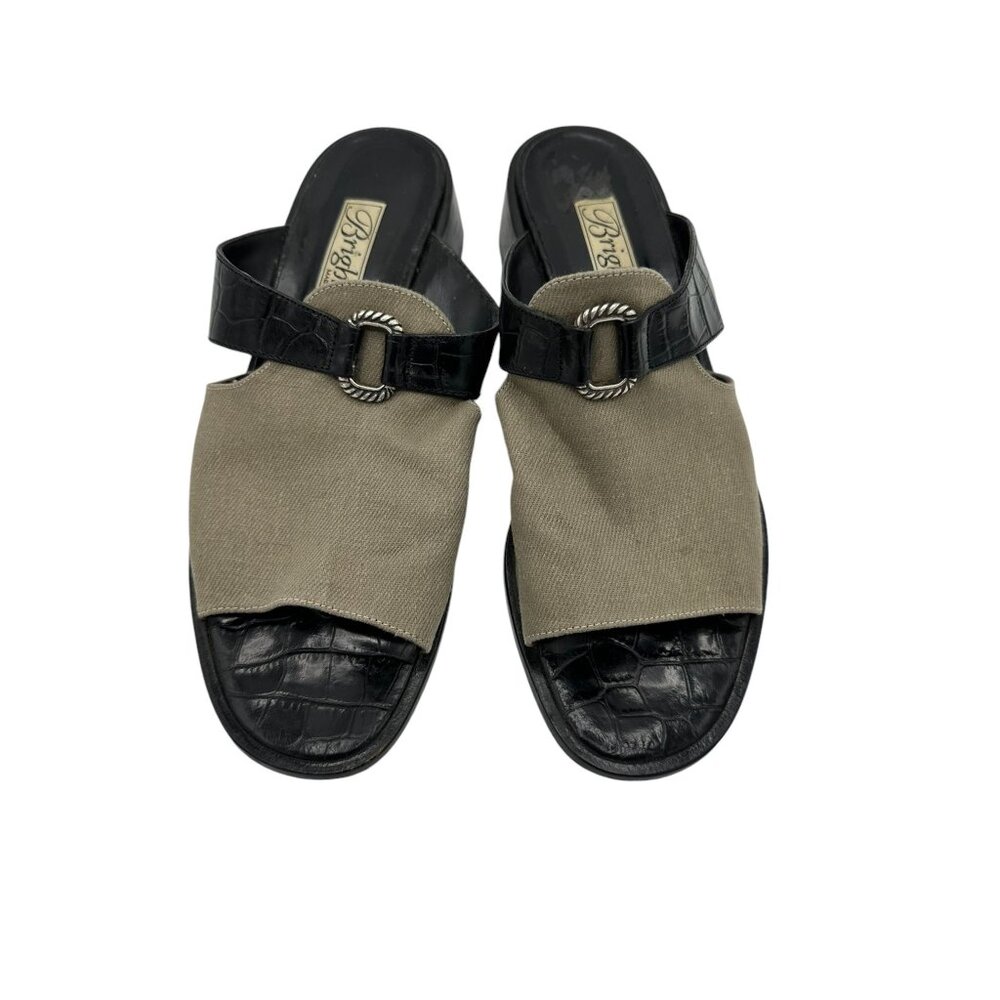Brighton‎ Slides Sandals Womens Size 9N Leather Canvas Classic